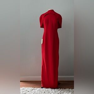 NWT Long Sheath Red Formal Gown With Cape Dress TS Couture Detachable Train